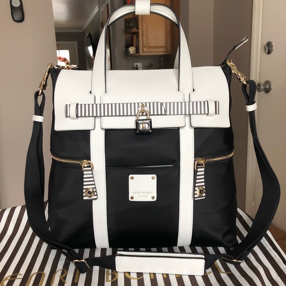 henri bendel striped backpack
